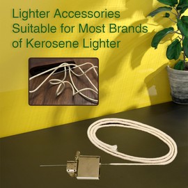 1M Kerosene Lighter Wick, Lighter Wick Replacement, Lighter Kerosene Wick, Kerosene Lighter Consumables Replacement Cotton Core with Metal Needle Suitable for Most Brands of Kerosene Lighter