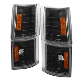 Carpartsinnovate For GMC 94-99 C10 Yukon C/K Suburban Pickup Corner Lights Signal Lamp Black w/Amber