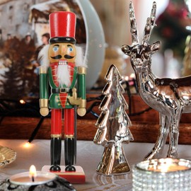 BESPORTBLE Christmas Nutcracker Soldier, 25cm Wooden Christmas Nutcracker Figures Christmas Nutcracker Puppet Figurine Traditional Nutcracker for Shelves Tables Fireplace Christmas Decorations