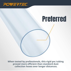 POWERTEC Clear PVC Pipe 4" x 36" Long, 1PK Rigid Plastic Tubing, Round Tube Compatible w/Dust Collection Fittings, Hose for Woodworking Tool, Dust Collection System, Toy Cars and Bird Feeder (70272V)