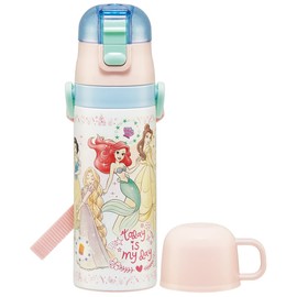 Skater SKDC4-A Children's Stainless Steel Water Bottle, 2-Way Direct Drinking, 16.5 fl oz (470 ml), Cup Drinking, 15.2 fl oz (430 ml), Princess 23, Children's Friendly, Lightweight, Girls, Hot and