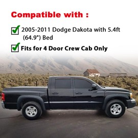 PIT66 Fender Flares Compatible with Dodge Dakota Crew Cab Pickup 2005-2011, Smooth Black Bolt-on Wheel Cover Protector 4pcs