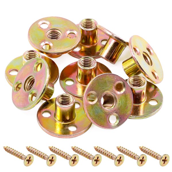 Mardatt 64Pcs M10 Brad Hole Tee Nut with Screws Set