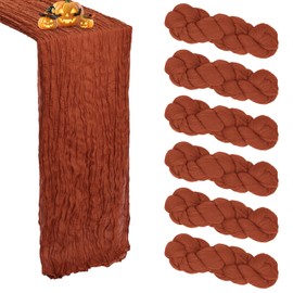 RestfulGlow 6 Pack Terracotta Cheesecloth Table Runner 10FT Boho Cheese Cloths Gauze Fabric Table Runners 120 Inch Rustic Sheer for Fall Wedding Birthday Party Baby Shower Centerpiece Home Decorations