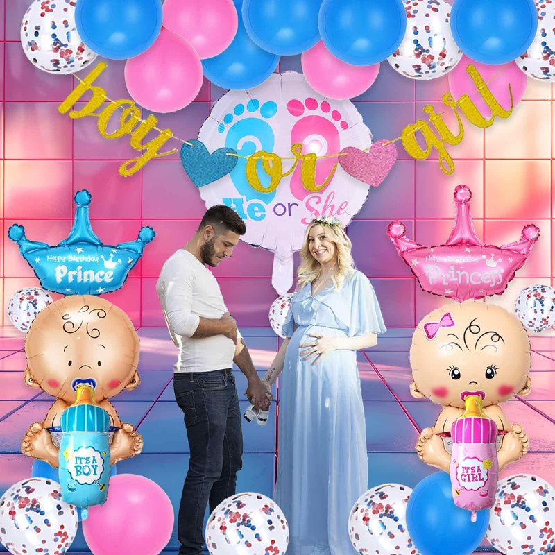 Simin 28 PCS Gender Reveal Balloons Set - Boy or