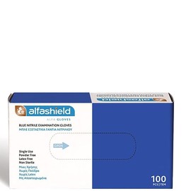 Karabinis Medical Alfashield Blue Nitrile Gloves Powder Free Blue Color L, 100pcs