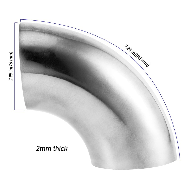 ZEONHEI 6 PCS 3 Inch Mandrel Bend Elbow, 304 Stainless