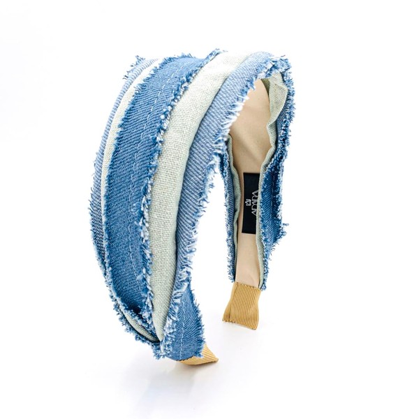 Adara Ripped Denim Headbands Model Leda