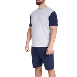 Sleepdown Men's Pyjamas Set Pajama, Grey Navy, S