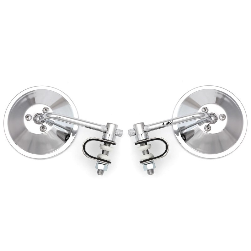 Set of 2 Universal 4" Chrome Clamp-On Mirrors - 4"