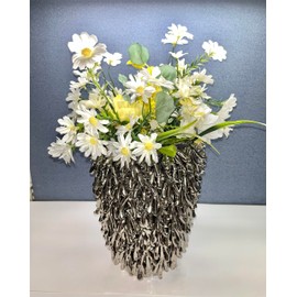 Hosley 12-Inch High Kora Vase, Silver Grey Finish, Elegant Modern Design for Home Decor, Room Decor, Bedroom Decor, Ideal Gift for Weddings, Floral Arrangements, Floor Vase, Parties, Spa