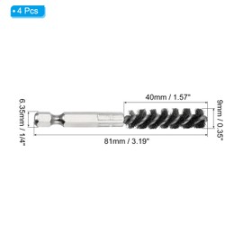 PATIKIL Golf Clubs Head Hosel Brush 0.35 Inch, 4 Pack Golf Shaft Ferrules Cleaning Tool Hex Shank Handle Electric Drill Wire Brush for Wood and Iron, Silver