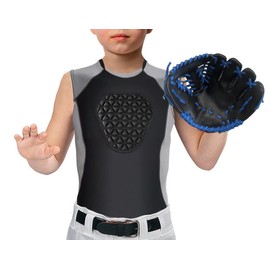 Cabasse Youth Chest Protector, Heart-Guard/Sternum Protection Shirt for Baseball, Football, T Ball, Lacrosse & Goalies (Large, Black Grey)