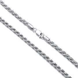 Sterling Silver Rope Chain 22 Inches Men 1.5mm Sterling Silver Chain For Boy 925 Silver Rope Chain For Women 925 Sterling Silver Chain 1.5mm