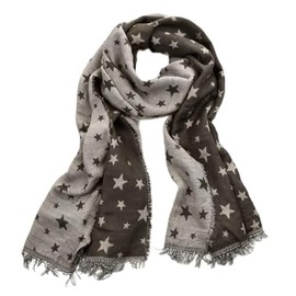 Neverless High-quality women's knitted scarf with stars and fringes, scarf winter scarf, fine knit, made in Italy, Stars Premium Dark Brown