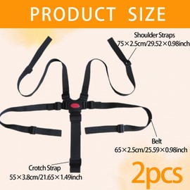 Baby High Chair Straps,2PCS Black Adjustable 5 Point Harness Straps Safety High Chair Harness,Safety High Chair Baby Seat Belt Baby Strap Restraint Belt Cross Straps for High Chair Kid Pushchair