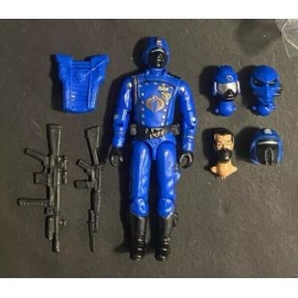 GI Joe Black Major Cobra Crimson Guard BLUE 1985 DECO RED Symbol BLACK MASK
