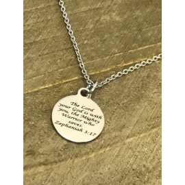 JKCE Designs Scripture Jewelry, Zeph 3 17 Bible Verse Necklace, The Lord Is With You Necklace