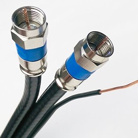 200ft Dual RG6 18AWG Coaxial Cable w/Messenger Ground Wire 3Ghz 75 Ohm UL ETL cm DIRECTV Belden Blue Compression Connectors Satellite TV & Internet Cable Assembled in USA by PHAT SATELLITE INTL