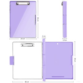 Clipboard with Storage for Office Supplies,Heavy Duty Clip Boards 8.5x11 with 2 Storage Case,Clear Visible Top Panel Storage Clipboards,Nursing Clipboard Folder Case, Side Opening Clip Boards-Purple