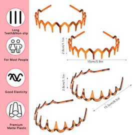 Qianyu 8 PCS Non Slip Plastic Headbands with Teeth Comb Black Skinny Hair Band Wavy Teeth Hairhoop Comfy Zig Zag Headbands Effortless Hairband Hair Accessories for Women Men (Brown, one size)