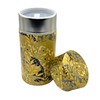 野口熊太郎茶園 Japanese Tea Canister Tin Golden Pattern/Double Lid/Japanese Washi Paper