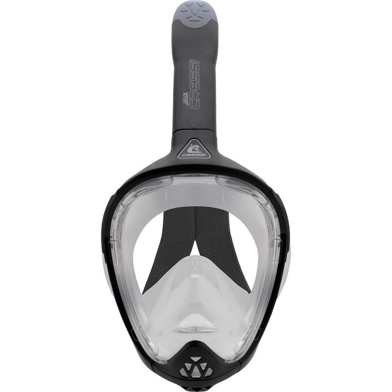 CRESSI Unisex Adult Java Full Face Snorkel Mask, Black/Black, S/M