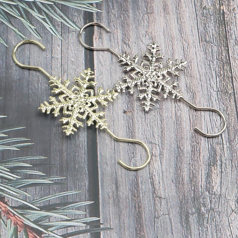 Silver Snowflake S-shaped Hooks - 20 PCS Metal Christmas Tree