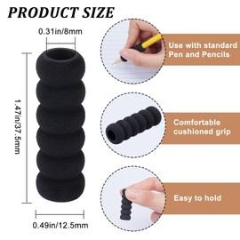 GORGECRAFT 60PCS Foam Pencil Holder Grips Black Pen Grippers Pencil Cushion Pen Holder Sponge Grips Painting Drawing for Adults Arthritis Writing Relieving Fingers Fatigue