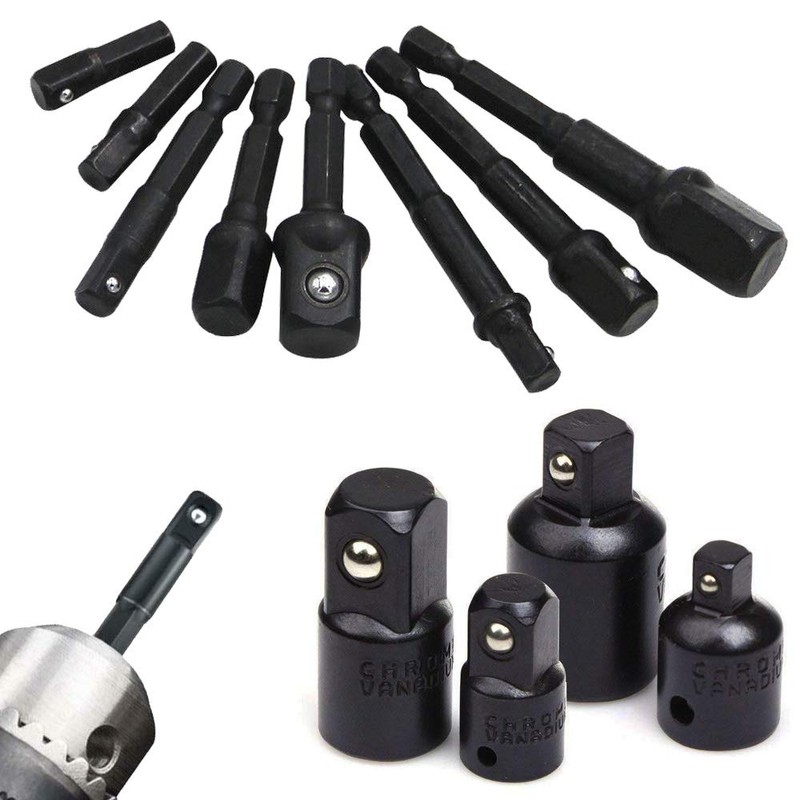 Gasea 8pcs 1/4", 3/8",1/2" Extension Socket Adapter Set and 4pcs