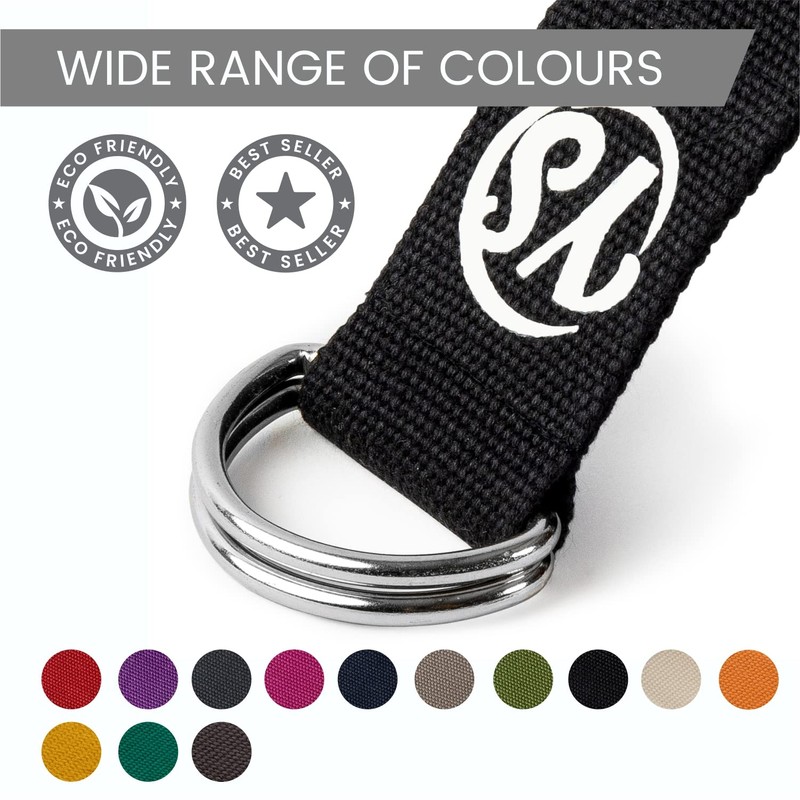 Black Metal D-Ring Buckle Yoga Studio Belt 2.5M