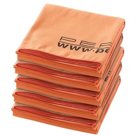 PEARL Microfleece Towel: Set of 5 Extra Absorbent Microfibre Bath Towels, 180 x 90 cm, Orange (Microfibre Bath Towel Travel, Bath Towel Quick-Drying, Absorbent)