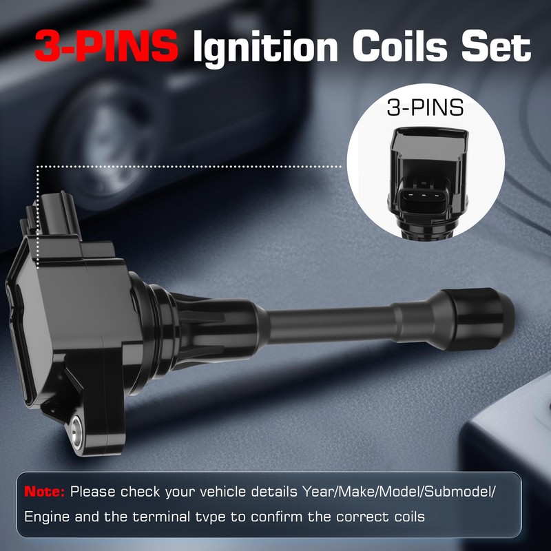 Ignition Coil Pack and Iridium Spark Plug Compatible with Nissan