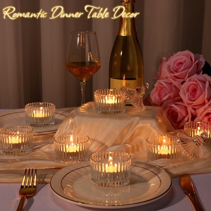 FoldTier 24 Pcs Votive Candle Holders Bulk, Glass Candle Jars