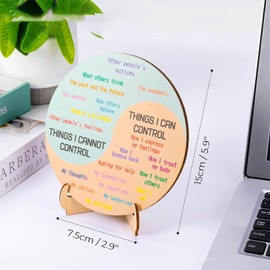 ZIXIANGKEJI 1pc 5.9Inch Emotion Wheel Wooden Feelings Wheel with Stand Therapy Office Desk Decor Double Sided Mental Health Office Emotions Chart for Social Worker School Office Emotion Fridge(K31-1)