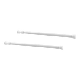 Tabanzhe Curtain Rods-2PCS Extendable Curtain Rod 30-50cm Long Adjustable Tension Rod for Net Curtain Shower Curtain Kitchen Cupboard Bathroom Window(White)