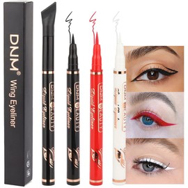 evpct 3Pcs Black Red White Liquid Wing Eyeliner Stamp Eye Pencil Makeup Set Waterproof Colored Color Eye Liners Stamps Shapes delineador de ojos contra el agua delineadores de colores para ojos 1+2+10