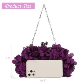 SUKUTU Women's Evening Clutch Flowers Evening Handbag Women's Wedding Party Chain Shoulder Bag Purse, purple, Elegant