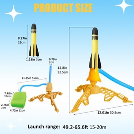 Toy Rocket Launcher for Children with 6 Foam Rockets and Toy Air Rocket Launcher, Foam Rocket Toy Launcher Playset for Boys Girls Fun Outdoor Toy Gifts