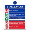 V Safety 5 Message Fire Action Notice Sign - 150mm