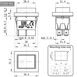 1-Pack HY12-9-7 Push Button Switch 4-Pin 20A 125/250V (ON-Off) with Waterproof Cover - Compatible with KEDU HY12-9-7 - for Industrial, Marine & Motor Control