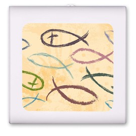 Plug in Dimmable LED Night Light with Dusk to Dawn Auto Sensor, Adjustable Brightness, Warm Light, Auto On-Off Nightlight for Bathroom, Hallway, Nursery, Bedrooms - Fish Symbols