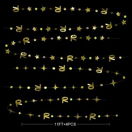 Gold 70th Birthday Decorations Number 70 Circle Dot Twinkle Star Garland Metallic Hanging Streamer Bunting Banner Backdrop for Seventieth Anniversary Women and Mens 70 Year Old Birthday Party Supplies