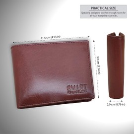 RFID Wallet - Contactless Card Protection - Shiny Brown Genuine Cow Leather Odeon SMART RFID BLOCK collection - TUV TESTED & CERTIFIED by KORUMA (SM-902OBR)