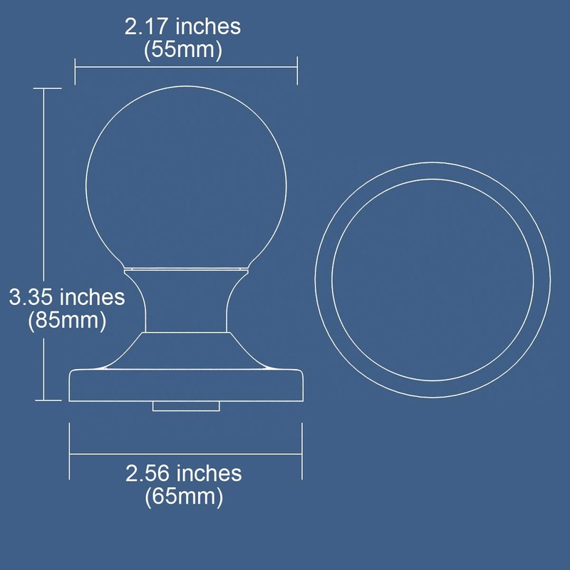 Kobelle Dummy Round Ball Crystal Door Knobs Polished Chrome Round