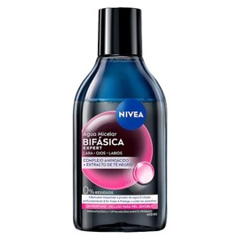 NIVEA Agua Micelar Desmaquillante Bifásica Expert (400 ml) - Fórmula Vegana con Complejo Aminoácido, Remueve Maquillaje a Prueba de Agua, Limpia y Ref