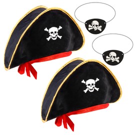 COCIDE Pirate Accessories Pirate Hat Costume for Women Eye Patch Bandana Costume for Men Disfraz De Pirata Para Mujer Shirt Pirates of The Caribbean Adult Red Bag Beads Scarf Outfit Headband
