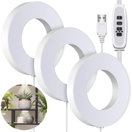 Tujoe 3 Pcs Ceiling Grow Light Self Adhesive Grow Lights for Indoor Plants 144 LED Light with 4/8/12h Auto Switch, 4 Dimmable Brightness Sun Lamp for Plants Full Spectrum Plant Growing Lamps