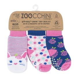 ZOOCCHINI Baby Socks Set 3 Unique Pairs of Terry Cotton Socks with Grippers for Infant, Newborn, Toddlers, Baby Boy and Girls Socks from 0-24 Months