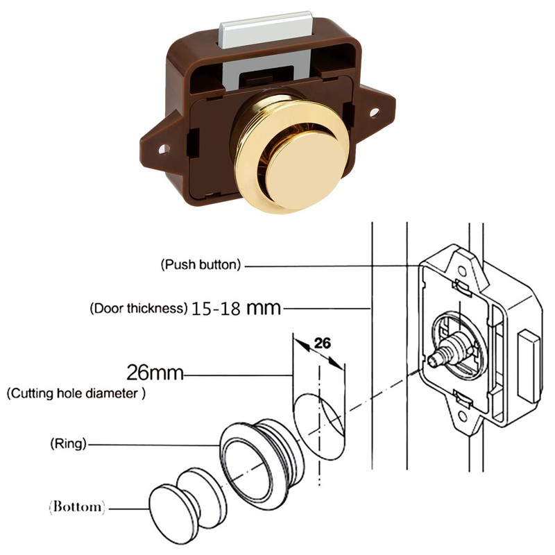 OCGIG 5 PCS Keyless Push Button Catch Door Knob Lock